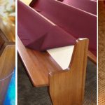 fixed cushions for wood pews, pew re-upholstery, church pew cushions