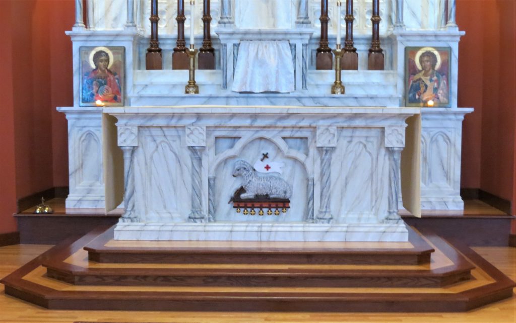 Egan Church Restorations Faux Marble Finish on Wood altar Faux marble painting, church painting, decorative painting