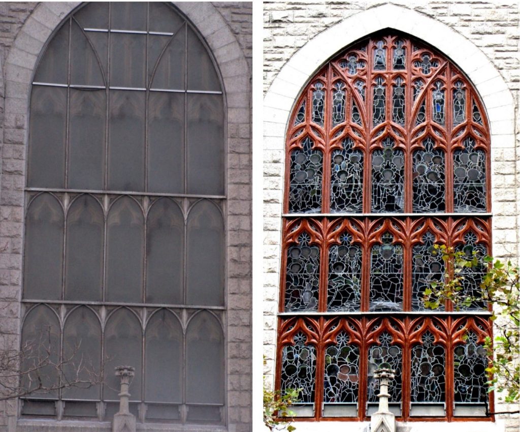 Egan Church Restorations Holy Name NY Stained glass window frame repair, church stained glass windwos, New York NY