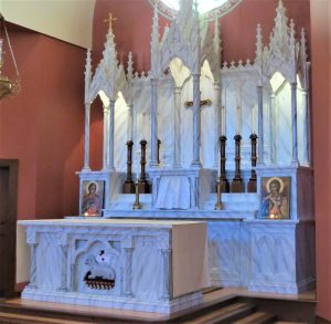 Egan's Church Restorations St Michaels Pawcatuck Ct Altars faux marble painting, church painting, church renovations, Pawcatuck CT