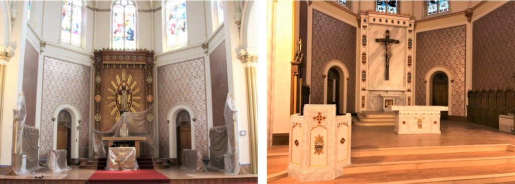 church renovation, faux marble painting, church painting, New Bedford MA