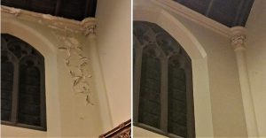 Egan's Church Restorations Grace Episcopal Church Before After 2 church painter, church painting, plaster repair, church plaster repair, Rhode Island, Rhode Island painter, Providence RI