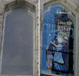John LeFarge Stained Glass| protective coverings for stained glass| hurricane code protective coverings| John LeFarge preservation, East Greeenwich RI
