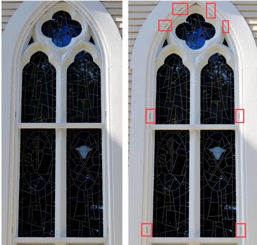 Egan Church Restorations After pub stained glass, stained glass protective coverings, stained glass protective glass