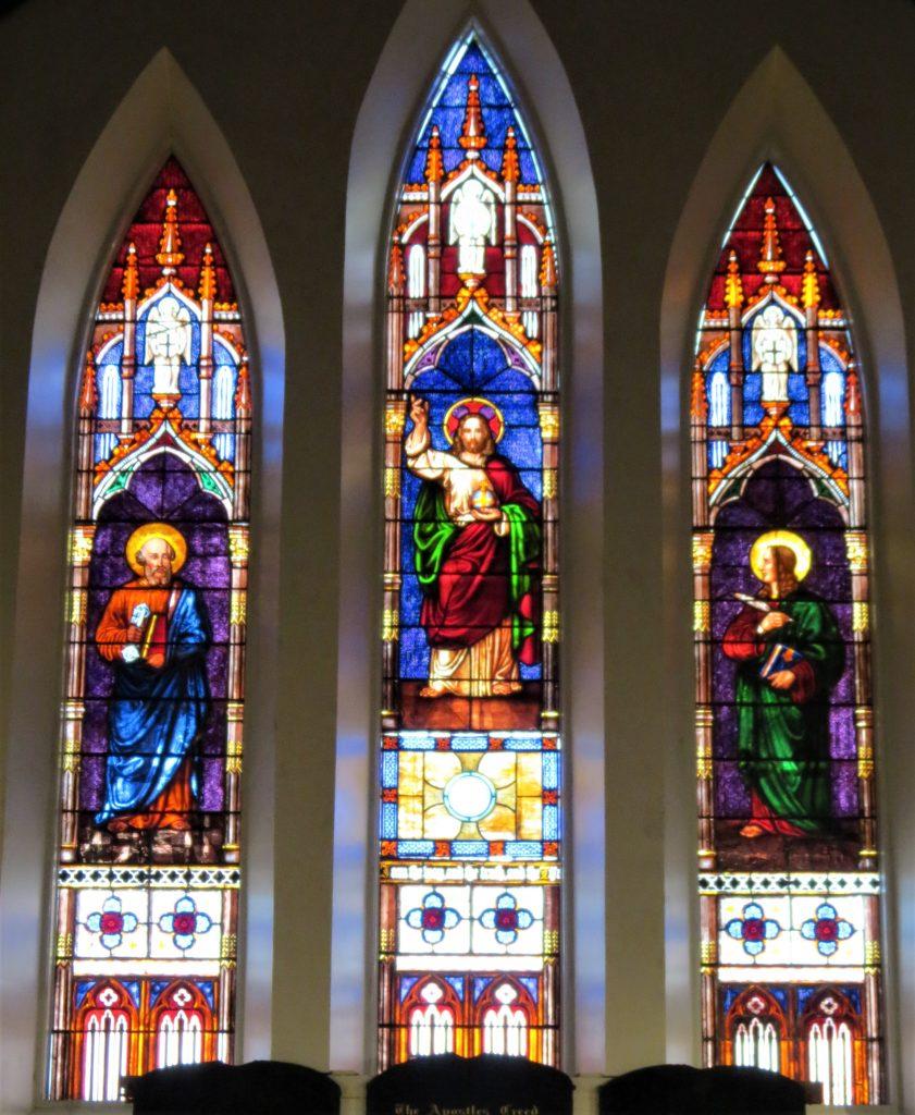 Egan Church Restorations Chancel windows St Johns Episcopal. Ithaca NY stained glass window repair, stained glass window frame repair, stained glass studio