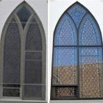 church stained glass windows, stained glass window repair, stained glass window protective coverings, Ithaca NY