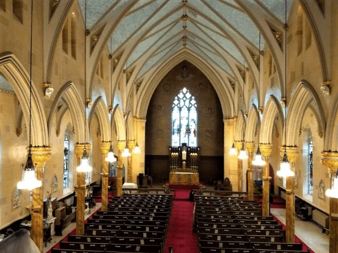Egan's Church Restorations St Johns Church. Middletown CT. faux stone finishes, church painter, decorative faux painting, Middletown CT