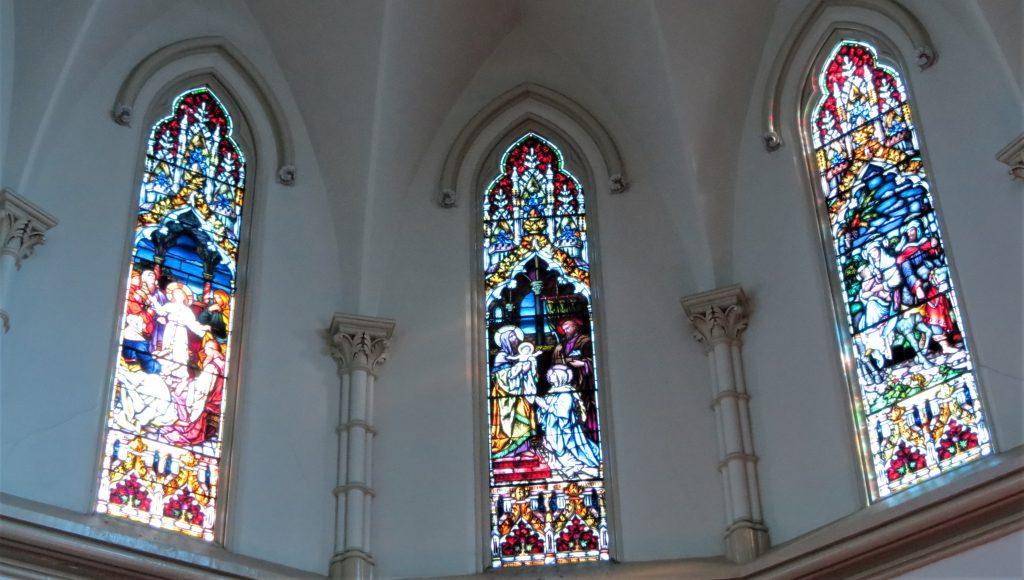 Egan Church Restorations sanctuary stained glass repair, stained glass restoration, Rhode Island stained glass studio,