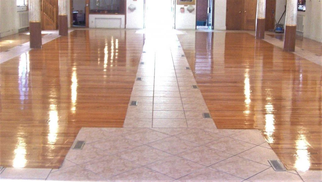 Egan's Church Restorations After. Our Lady of Mt. Carmel Church. Bristol. RI hardwood flooring, hardwood floors, oak floors, church flooring, sanctuary flooring