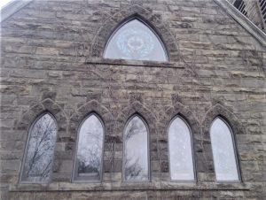 church stained glass window, stained glass window protective coverings, insulated glass protective coverings, Oneida NY