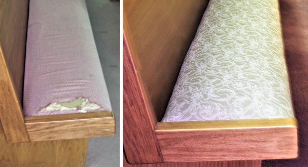 pew cushions, cushion re-upholstery, cushion repair, cushion recovering, New Bedford MA