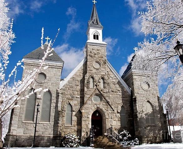 Egan Church Restorations St Edward the Confessor. Stafford Springs CT. Before stained glass studio, stained glass window repair, stained glass window frame repair, stained glass window protective coverings.