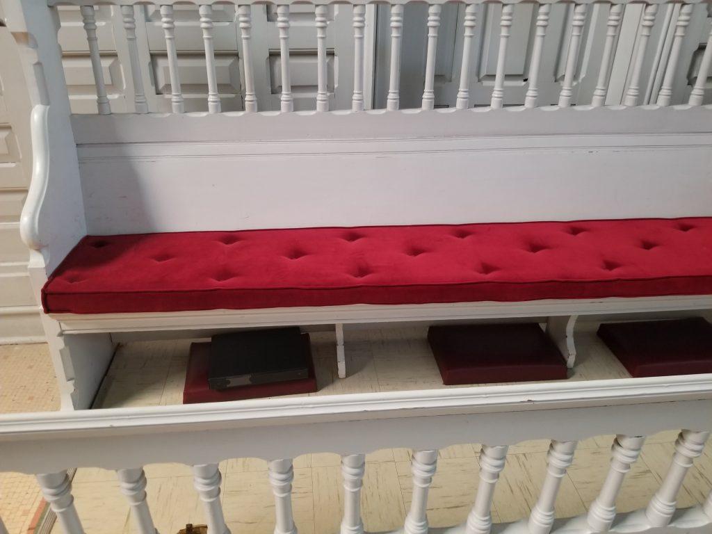 cushions for church pews, pew cushions, reversible pew cushions, church pew pads, Amsterdam NY