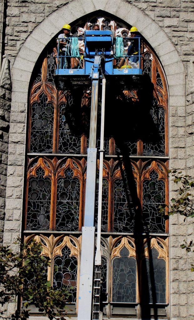 stained glass window frame repair, church painter, church stained glass windows, New York NY