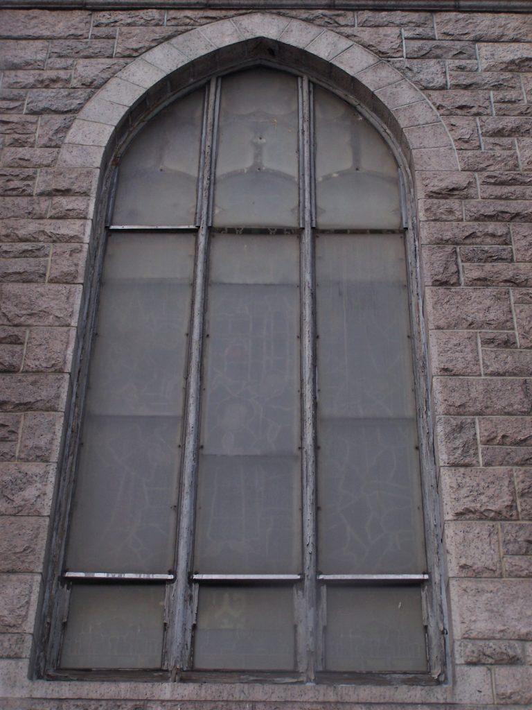 Egan Church Restorations holy name before exterior church painting, church stained glass windows, stained glass window frame repair, New York NY