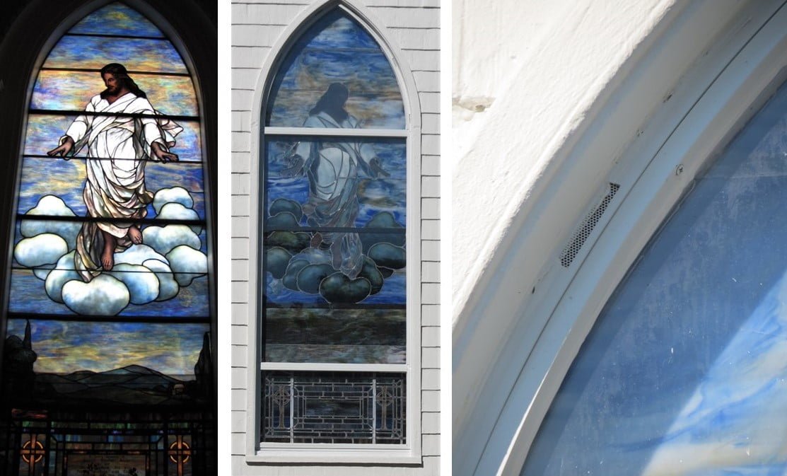 church stained glass window repair, stained glass window protective coverings, stained glass protective glass, Brooklyn NY