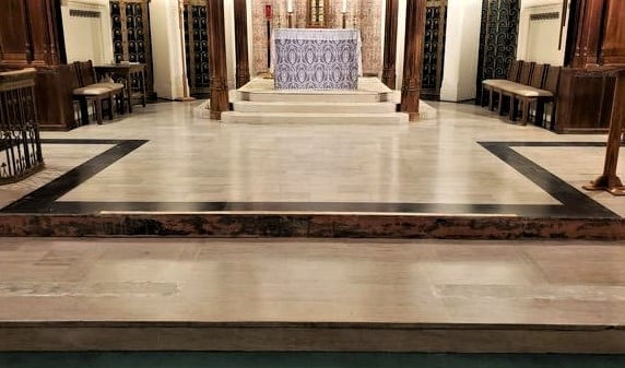 church flooring, church floor repair, marble tile resurfacing, marble tile resurfacing near me