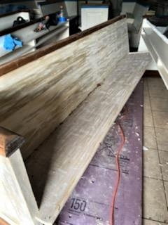 pew refinishing, pew repair, wood pews, pew refinishing near me