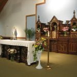 wood altar refinishing, pew refinishing, church furniture