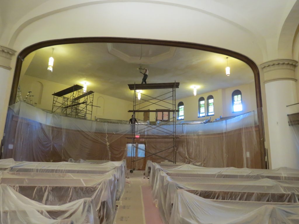 Egan's Church Restorations church painting before st paul umc ithaca ny church painting, church plaster repair, church renovation