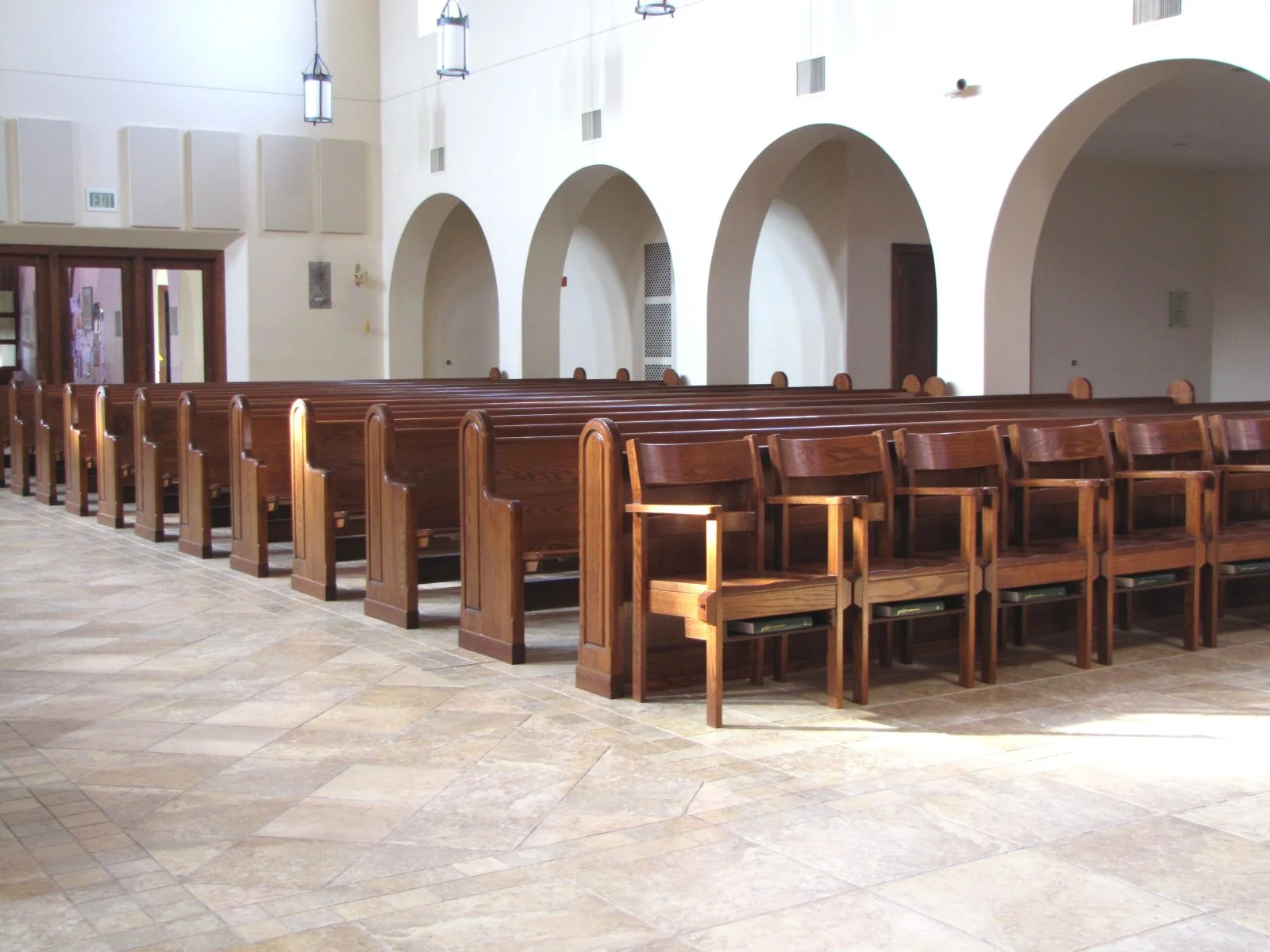 Solid wood church pews