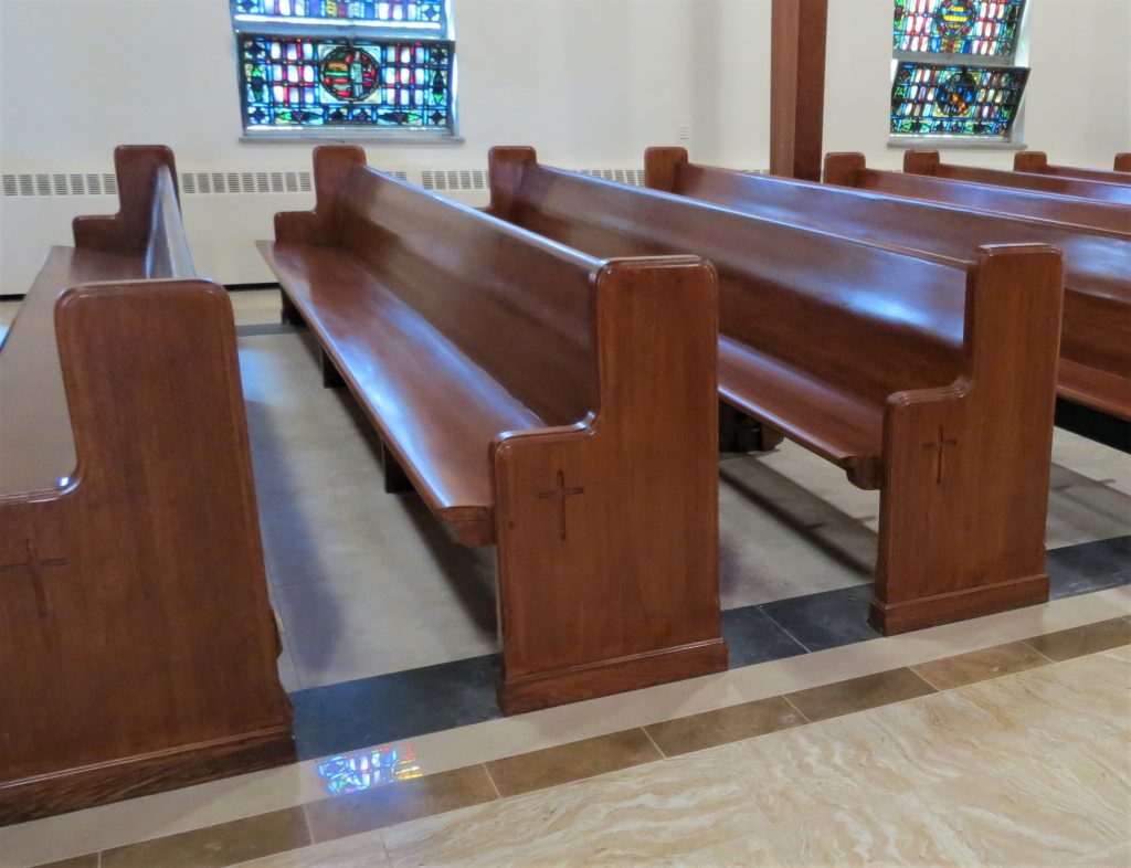 church pew refinishing after