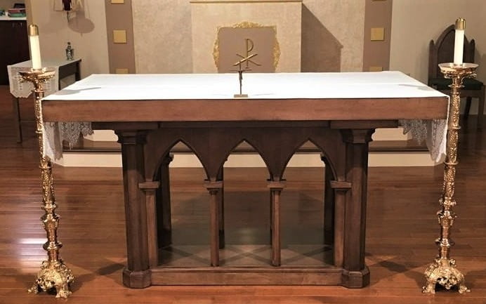 wood altar, church altar, church furniture