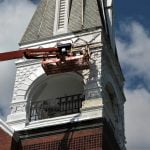 church steeple repair, steeple repair, church steeple painting, #church painting, #plaster repair