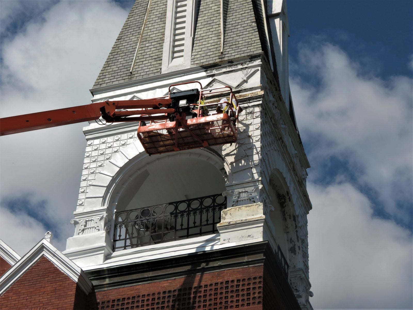 church steeple repair, steeple repair, church steeple painting