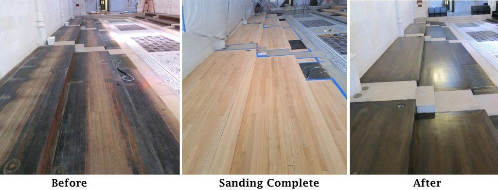 floor refinishing, hardwood floor refinishing, hardwood flooring, church flooring
