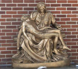 church statues, religious statues, pieta, bronze statues