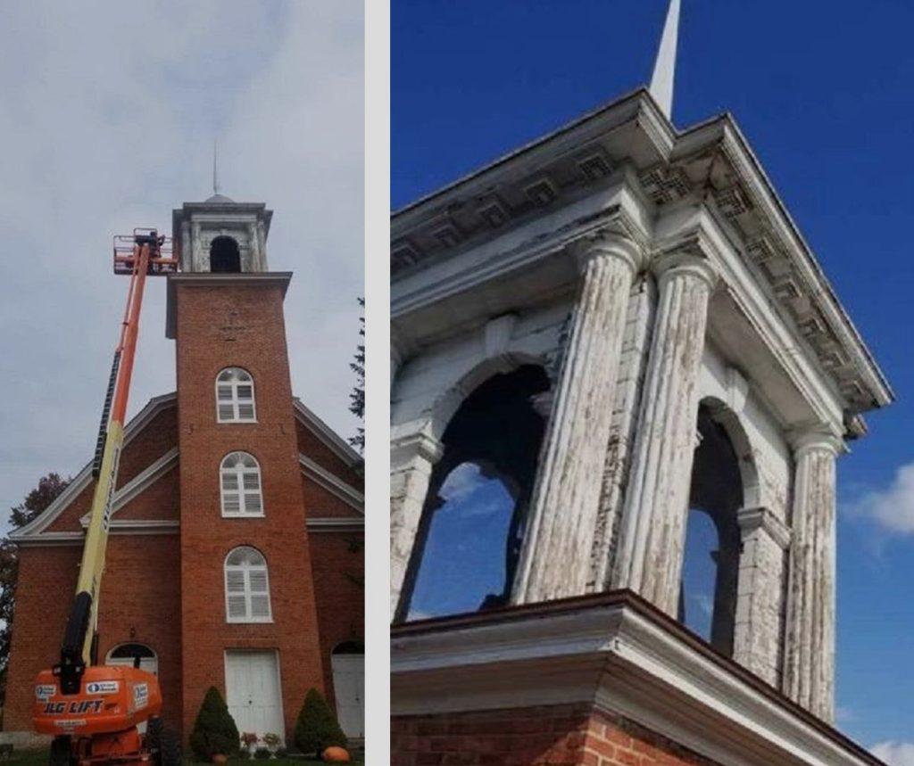 Egan Church Restorations Steeple repair Reformed Church of Clavernack church painting, church painter, painting contractor,church renovation