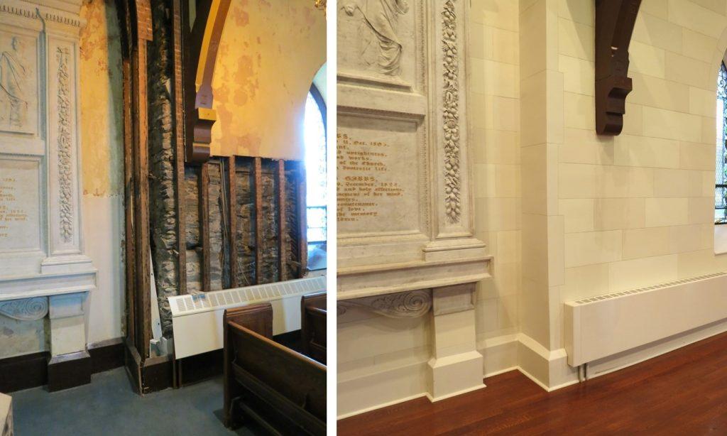 Egan Church Restorations Plaster repair before and after Plaster repair before and after