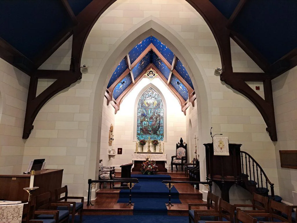 Egan Church Restorations St Marys in Portsmouth chancel church painting, faux stone painting, decorative painting