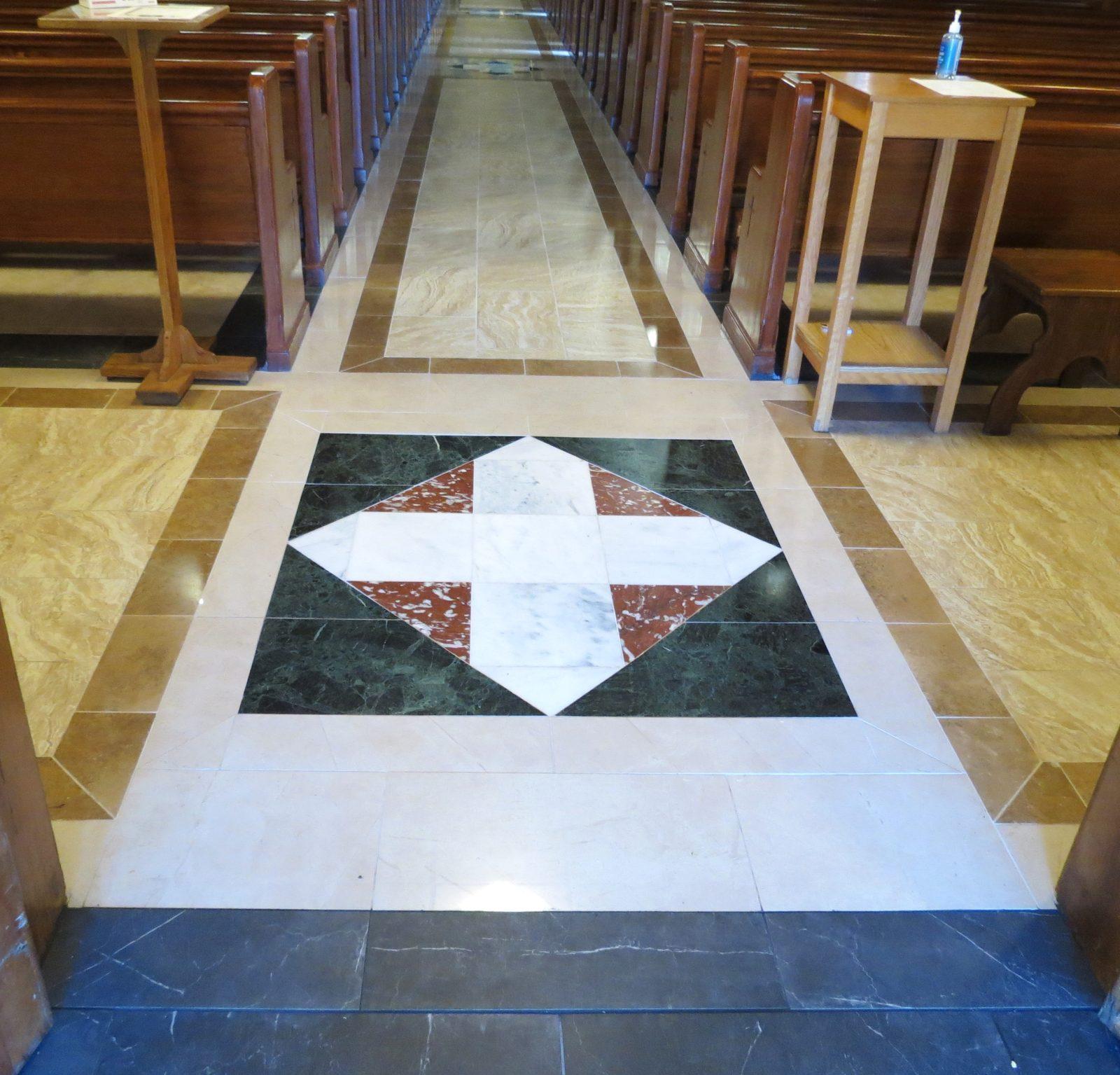 porcelain tile, church flooring, church porcelain tile installation