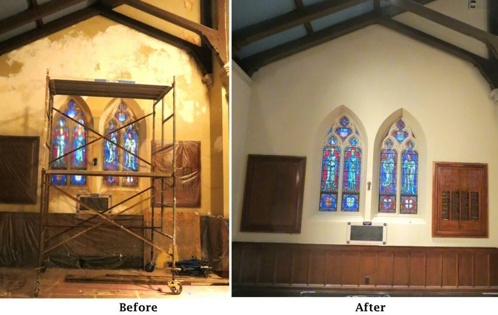 Egan's Church Restorations St Michaels Episcopal. Bristol RI plaster repair St Michaels Episcopal. Bristol RI plaster repair